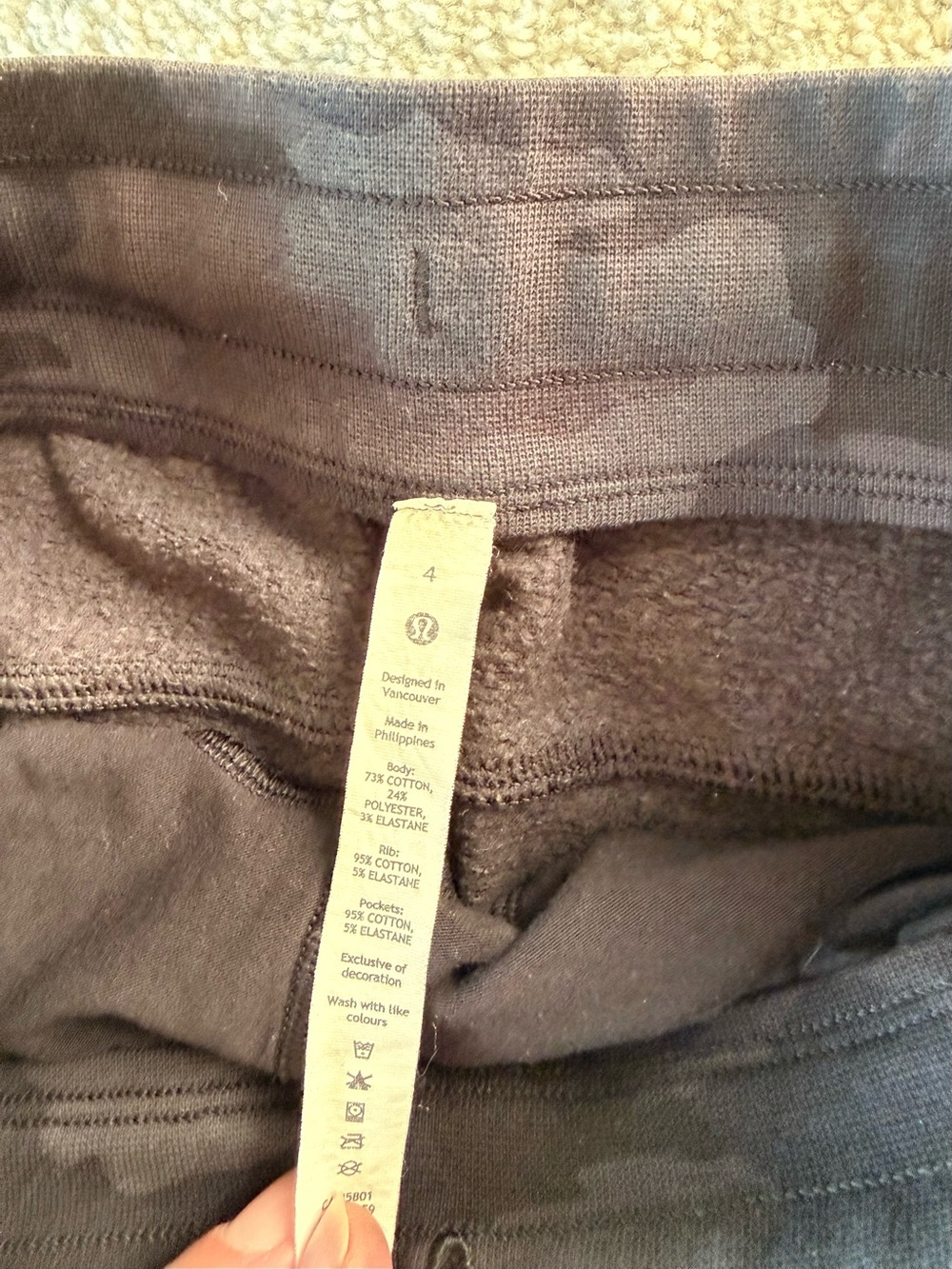 Lululemon Women’s Black gray Camo Jogger Sweatpants size 4 great used condition. - Picture 5 of 8